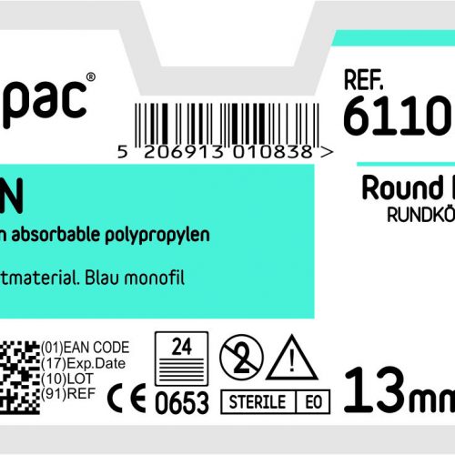 Пропилен (Propylen) - Propylen, диаметр 4/0, длина 45 см, с иглой 16 мм, изгиб 3/8 окружности, реверсивно режущая